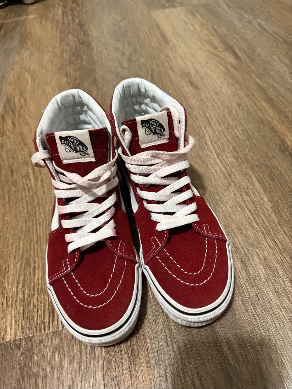 Vans Kids Burgundy and White High-Top Sneakers